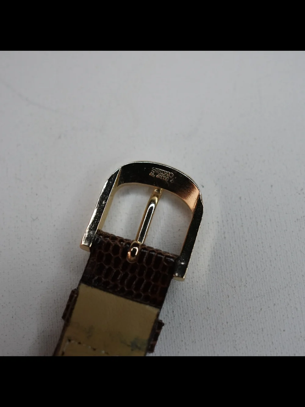 Original Seiko Japan Z CALF 18mm Brown Lizard-Embossed Leather Strap Buckle